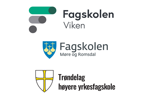 Logoer: Fagskolen Viken, Fagskolen Møre og Romsdal og Trøndelag høyere yrkesfagskole
