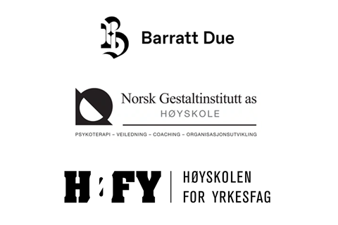 Logoer: Høyskolen Barratt Due, Norsk Gestaltinstitutt Høyskole og Høyskolen for yrkesfag