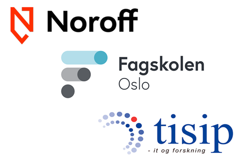 Logoer: Noroff, Fagskolen Oslo, TISIP