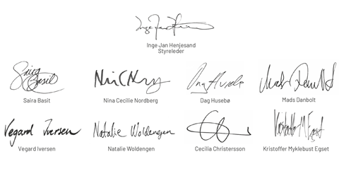 Styrets signaturer